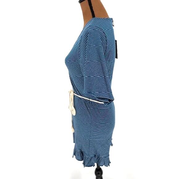 Knot Sisters Anthropologie Blue and White Pinstripe Mini Romper – XS NWT - Picture 4 of 7